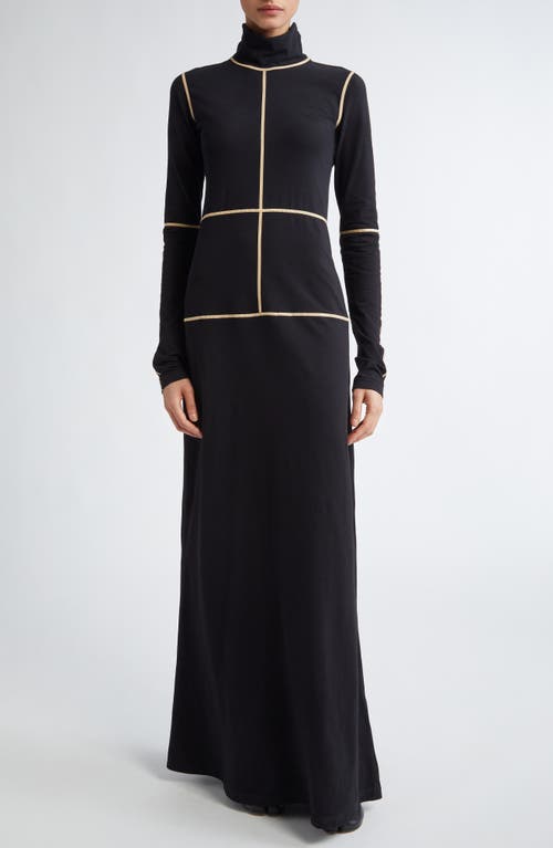 Mm6 Maison Margiela Contrast Seam Long Sleeve Turtleneck Dress In Black
