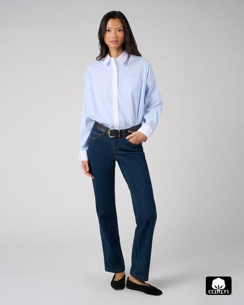 Weworewhat Cropped Button Front Shirt In Blue