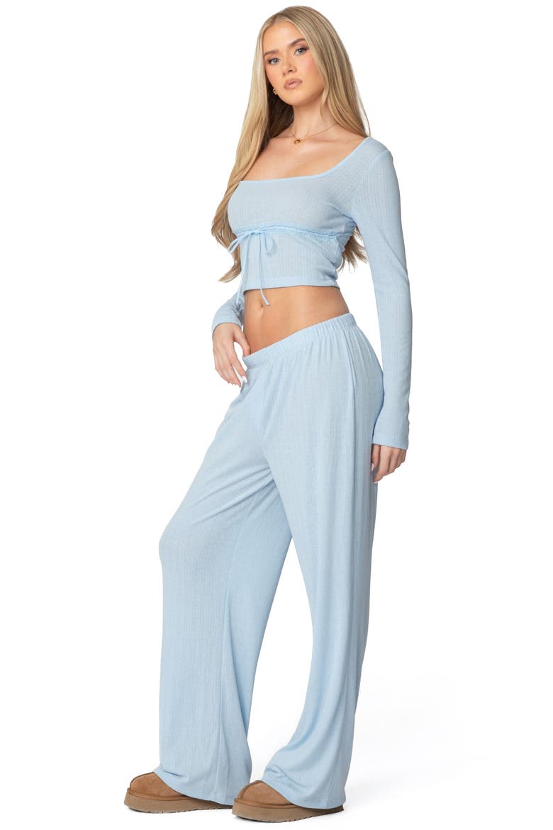 Ren Pointelle Long Sleeve Crop Top, Alternate, color, LIGHT-BLUE