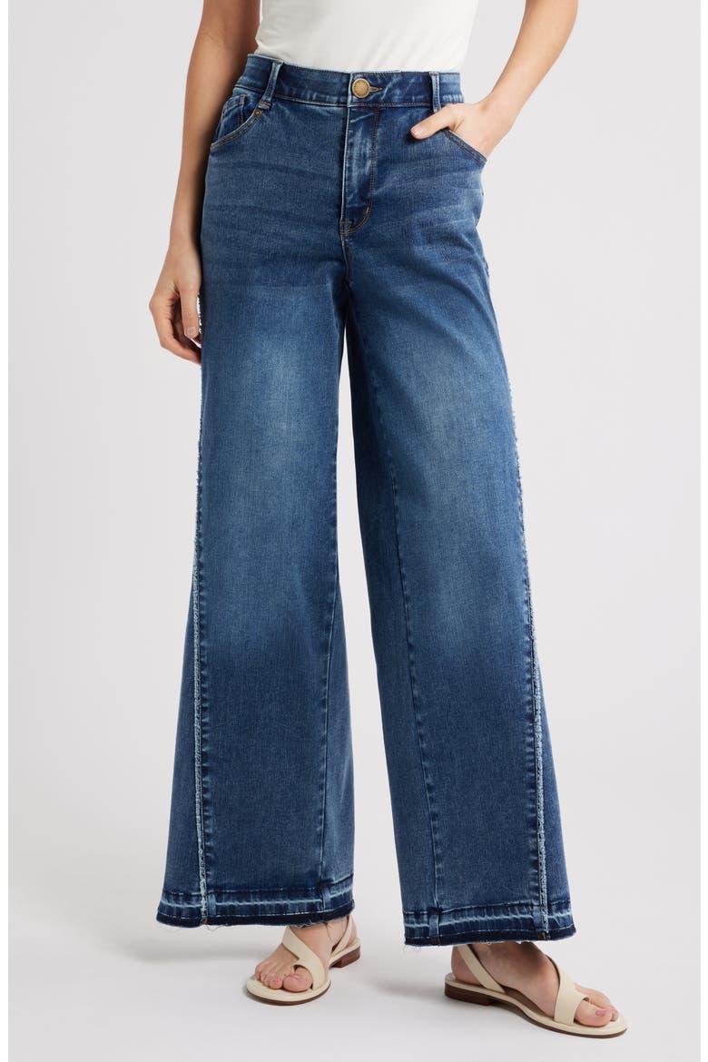 Skyrise Inset High Waist Wide Leg Jeans, Main, color, MID BLUE