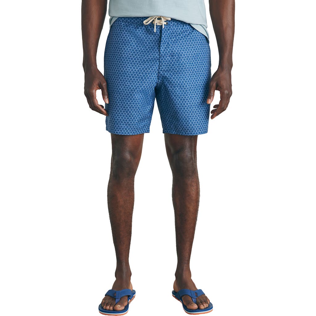 Faherty Sunwashed Board Shorts In Midnight Fishscale