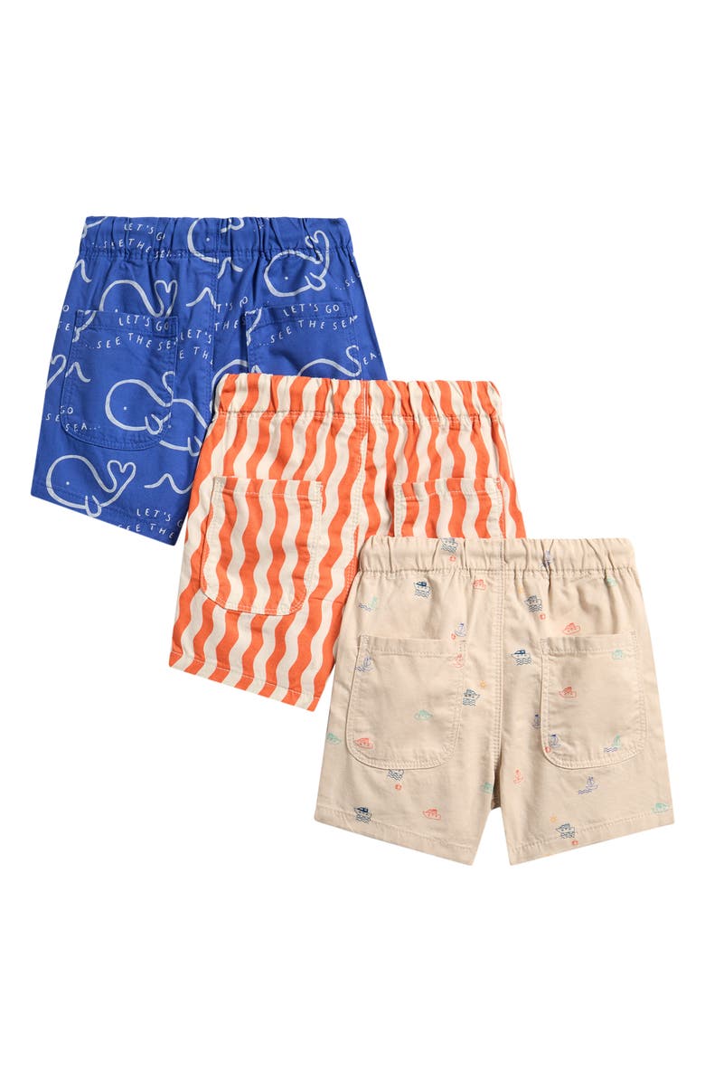 NEXT Kids' 3-Pack Drawstring Cotton Shorts, Alternate, color, Blue