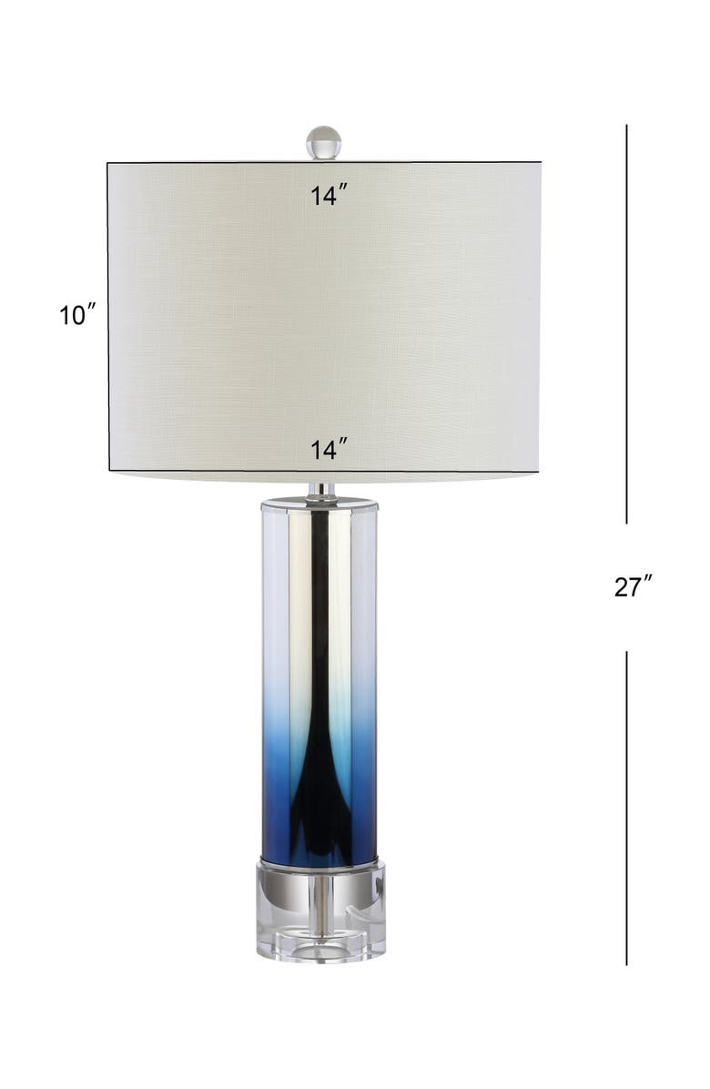 JONATHAN Y Edward 27" Glass /Crystal LED Table Lamp, Alternate, color, Blue