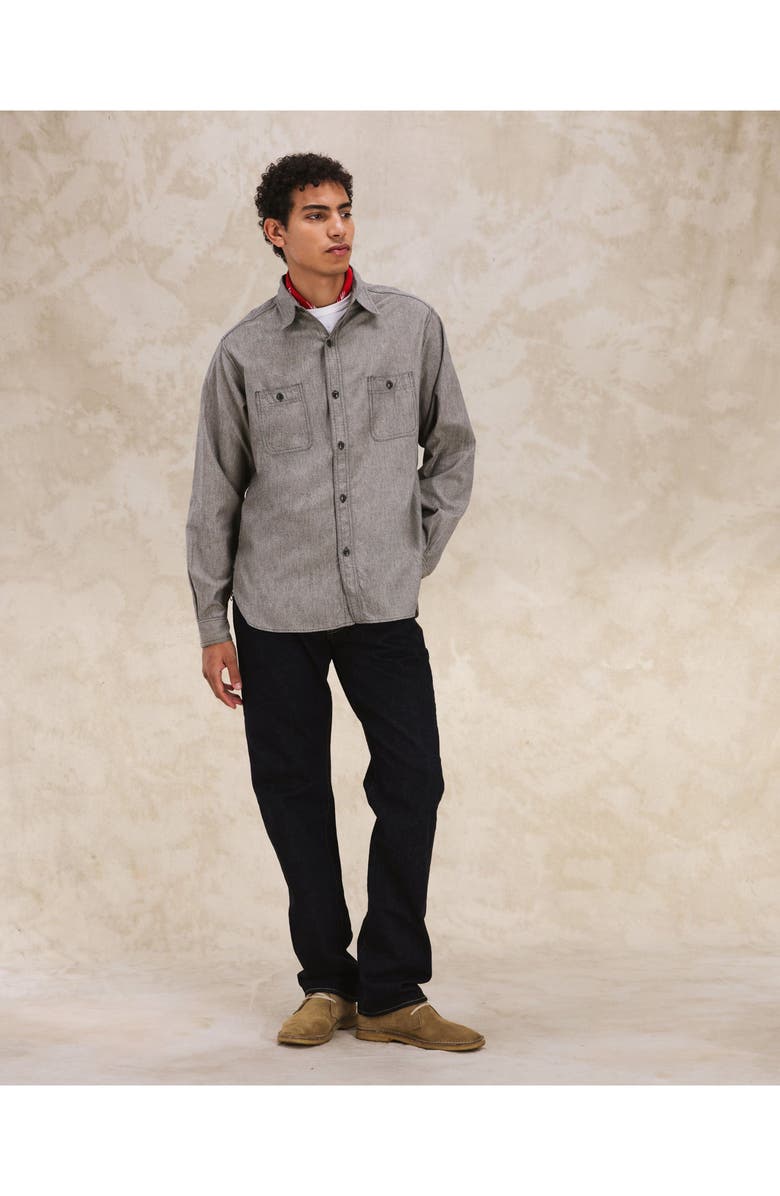 Fortela Otero Carbon Chambray Shirt, Alternate, color, Grey