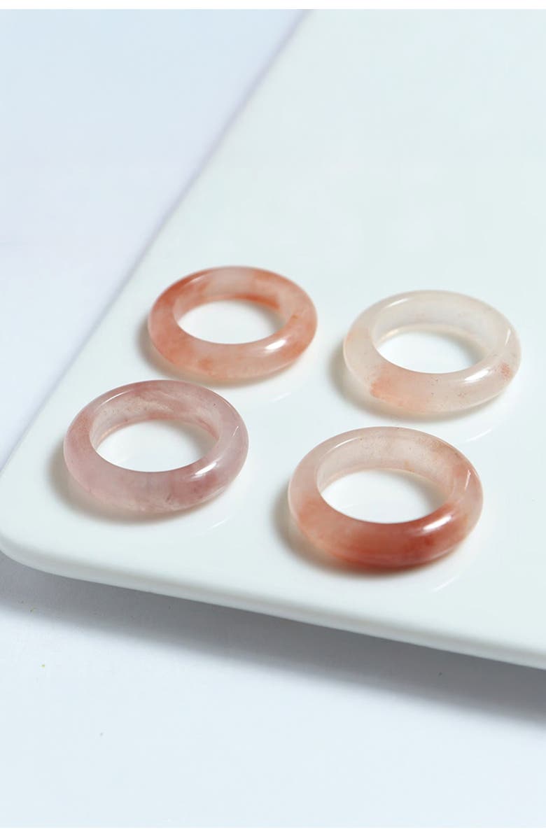 seree Peach Blossom Pink Jade Stone Ring, Alternate, color, Pink