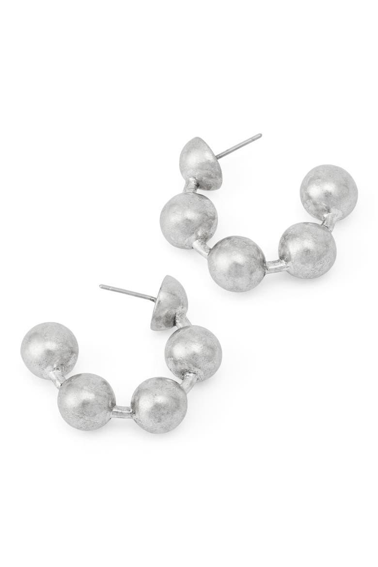 Ballchain Hoop Earrings, Alternate, color, WARM SILVER