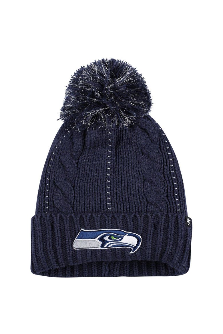 Women's '47 College Navy Seattle Seahawks Bauble Cuffed Knit Hat with Pom, Main, color, Navy