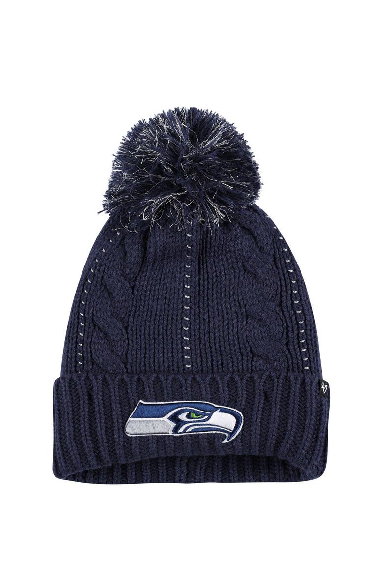 '47 Women's '47 College Navy Seattle Seahawks Bauble Cuffed Knit Hat with Pom, Main, color, Navy