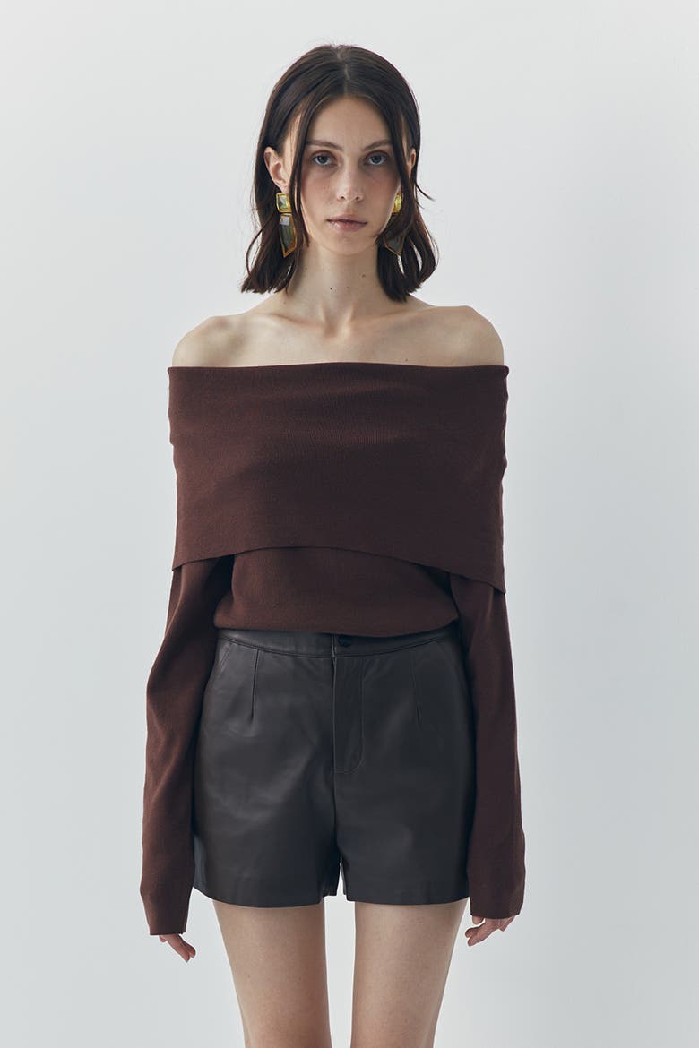 Wren Short Leather Pants, Alternate, color, Brown
