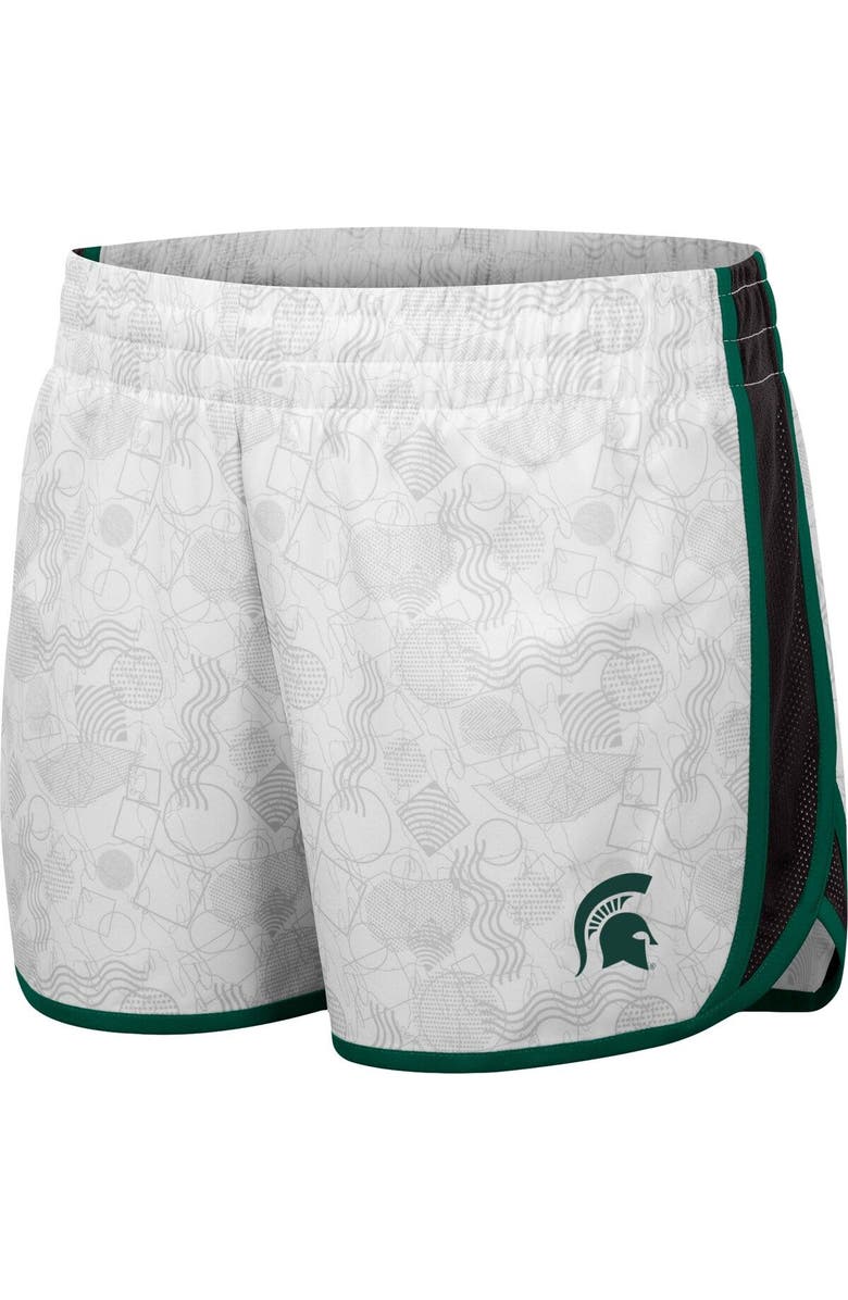 COLOSSEUM Women's Colosseum White Michigan State Spartans The Plastics Geo Print Shorts, Alternate, color, 