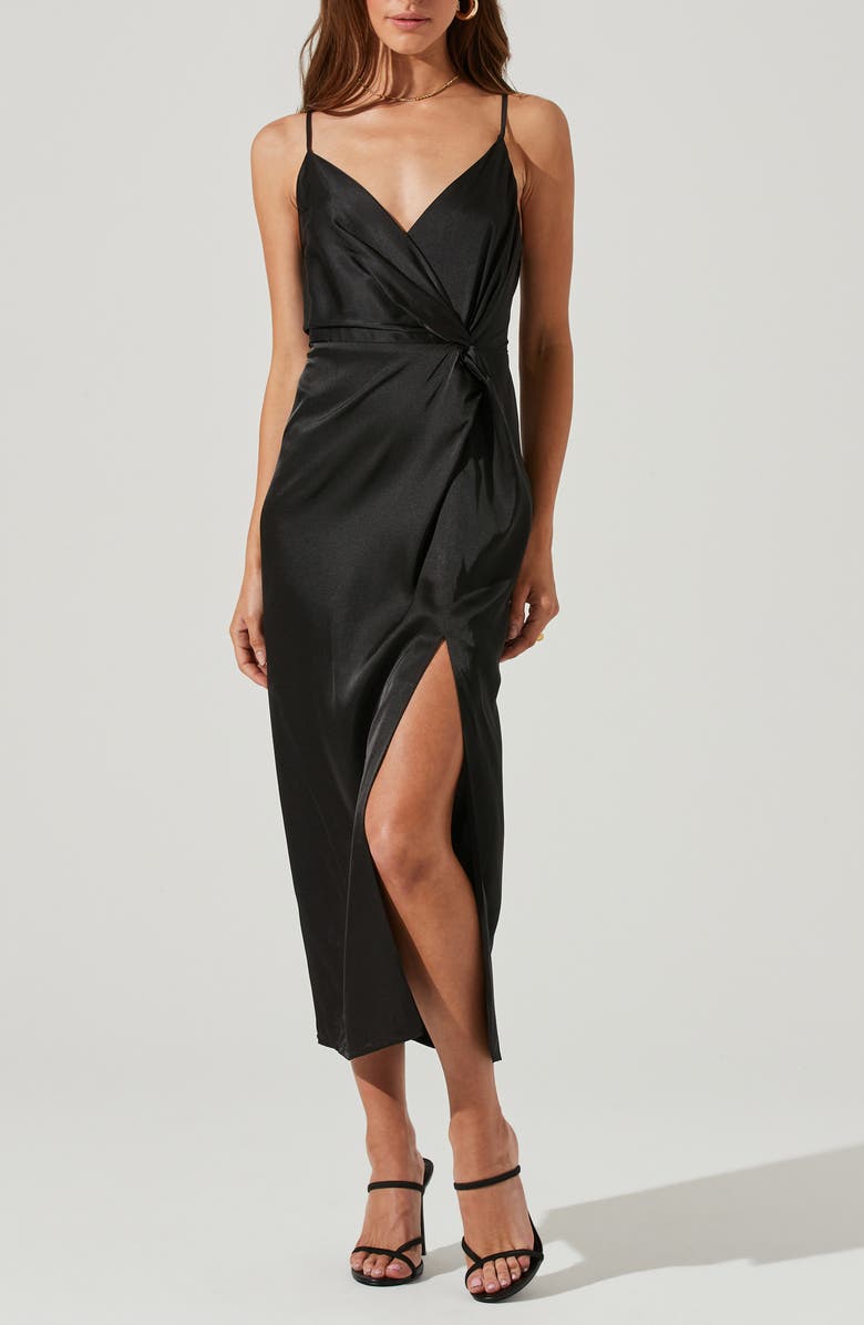 ASTR the Label Twist Front Satin Dress, Alternate, color,
