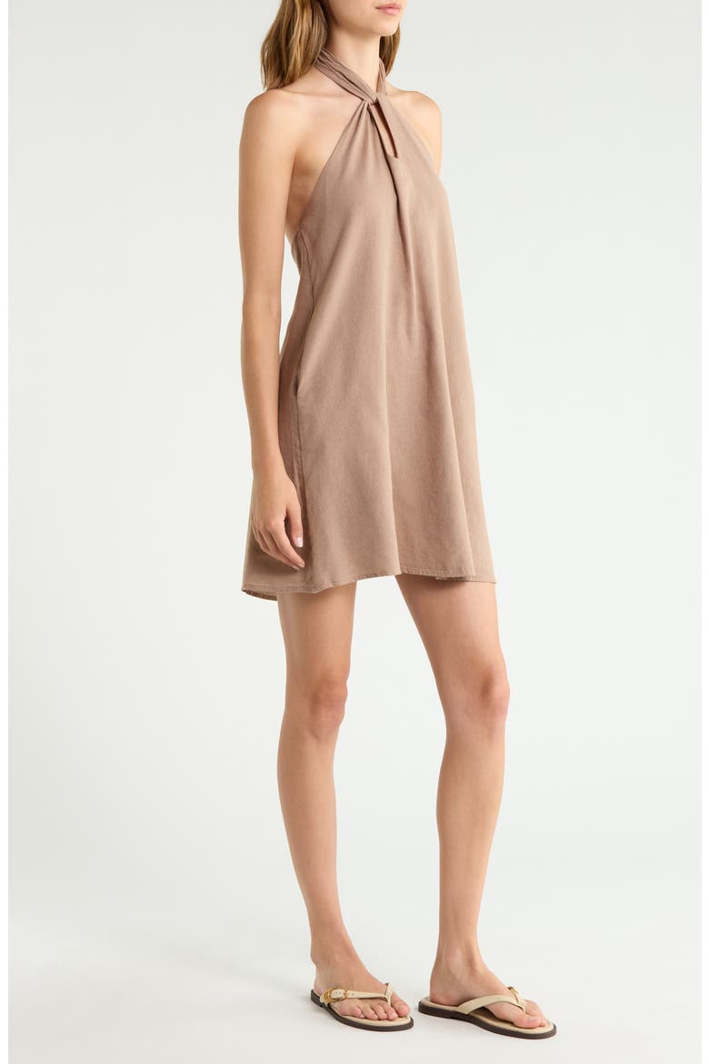 Halter Open Back Cover-Up Dress, Alternate, color, BROWN