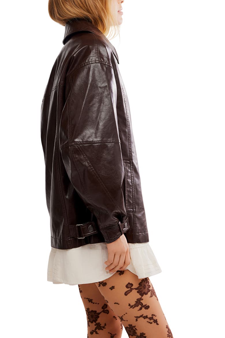 Sloan Faux Leather Jacket, Alternate, color, CHOCOLATE