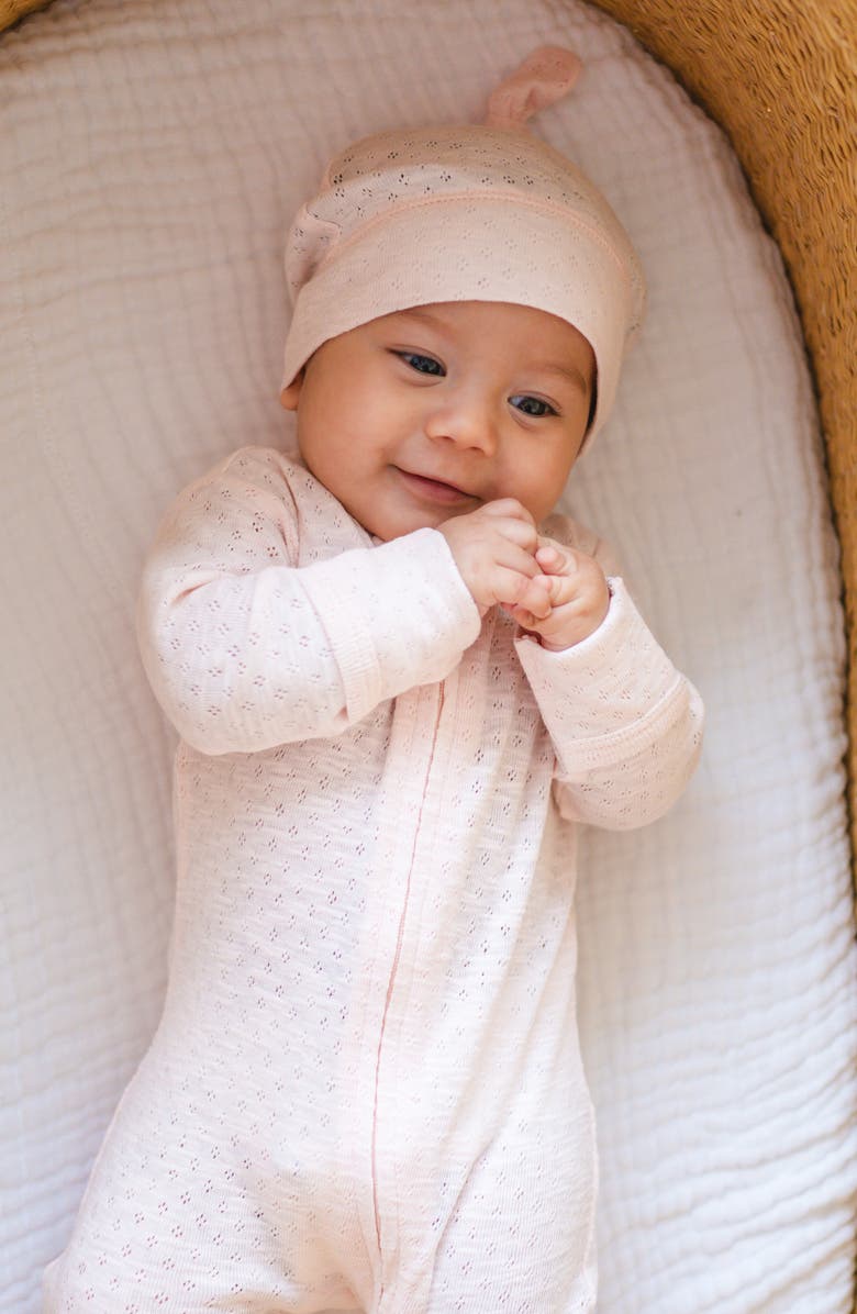 L'ovedbaby Organic Cotton Pointelle Zip Footie, Alternate, color, 