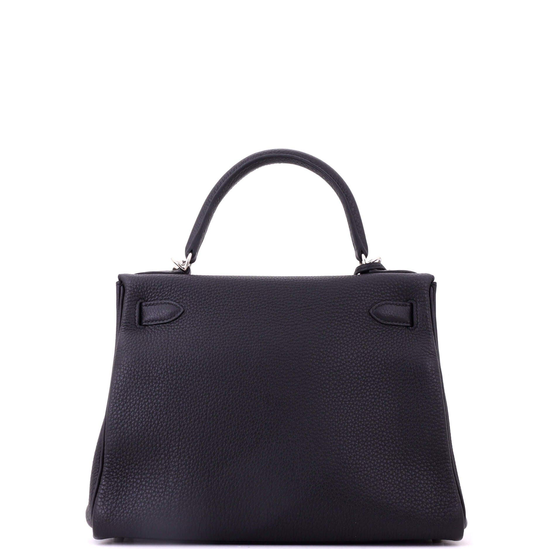 Pre-Owned Hermes Kelly Handbag Black Togo with Palladium Hardware 28, Alternate, color, Noir