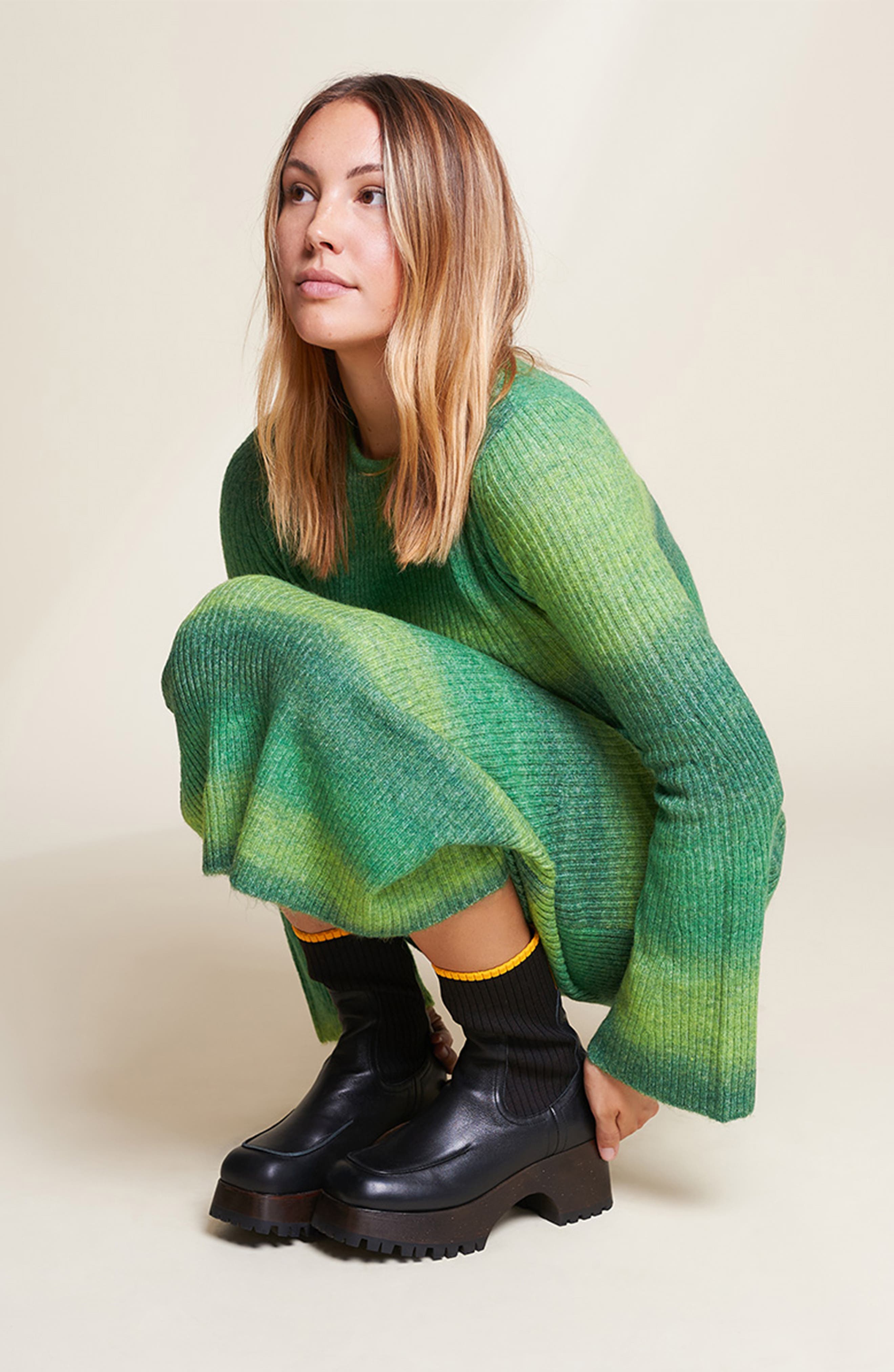 Charlotte Stone Loma Platform Lug Sole Clog Boot, Alternate, color, Black