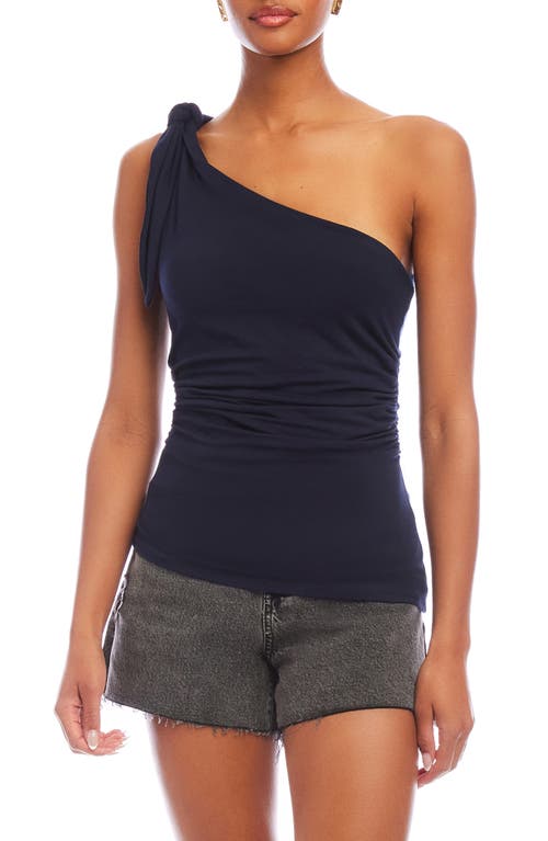 Fifteen Twenty Harper Knotted One-shoulder Top In Navy