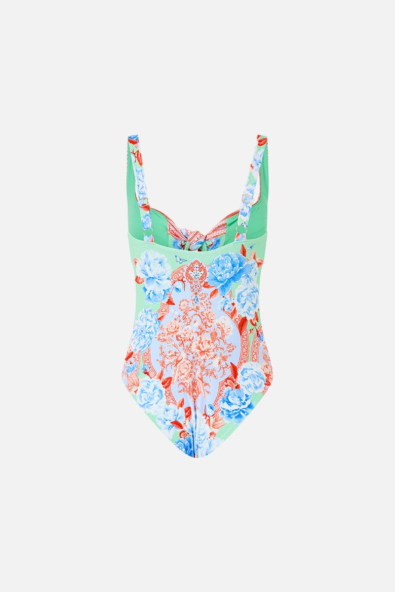 Sweetheart Neck One Piece With Tie Front Topkapi Pop, Alternate, color, Topkapi Pop