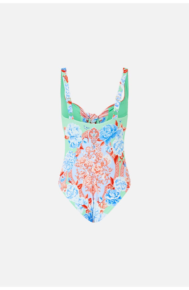 Camilla Sweetheart Neck One Piece With Tie Front Topkapi Pop, Alternate, color, Topkapi Pop