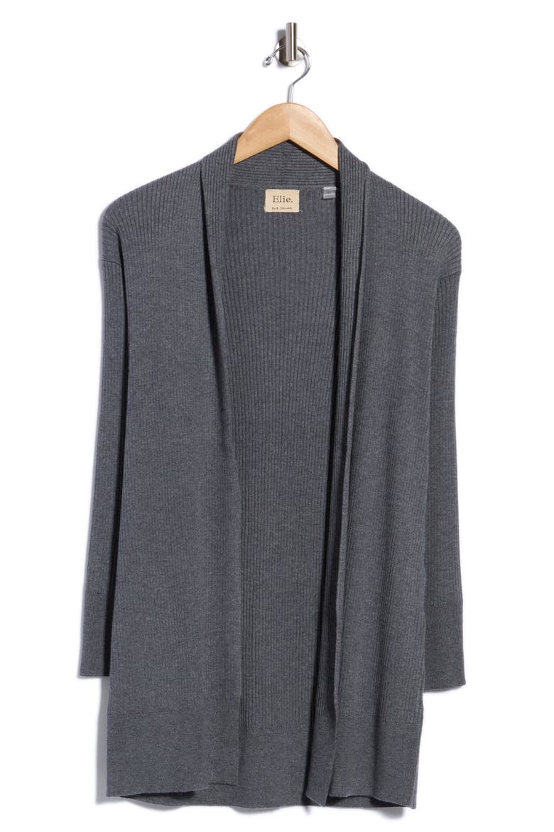 Rib Knit Cardigan, Main, color, STORM HEATHER