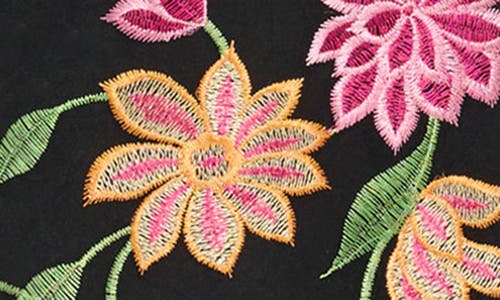 Siena Floral Embroidered Mesh Sheath Dress In Black