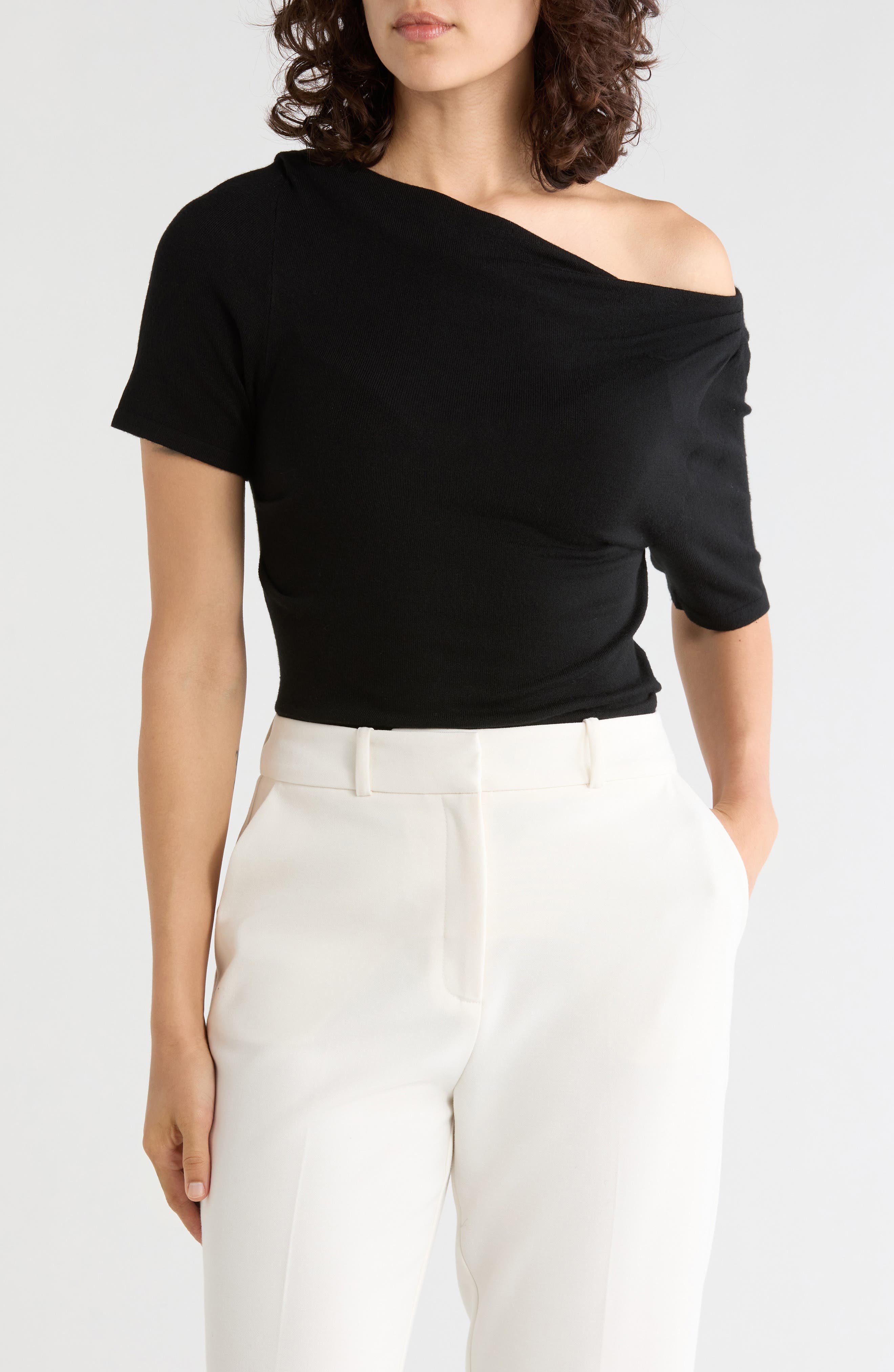Off the Shoulder Draped Sweater