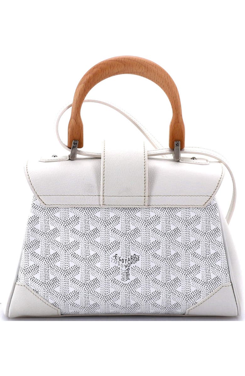 Pre-Owned Goyard Saigon Top Handle Bag Coated Canvas with Leather Mini, Alternate, color, White
