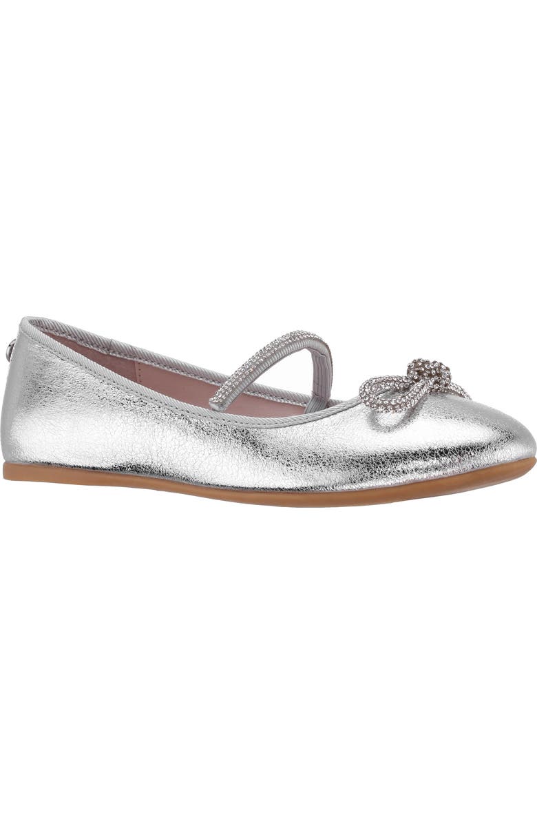 Nina Kids' Kendalla Ballet Flat, Main, color, Silver Crackled Metallic