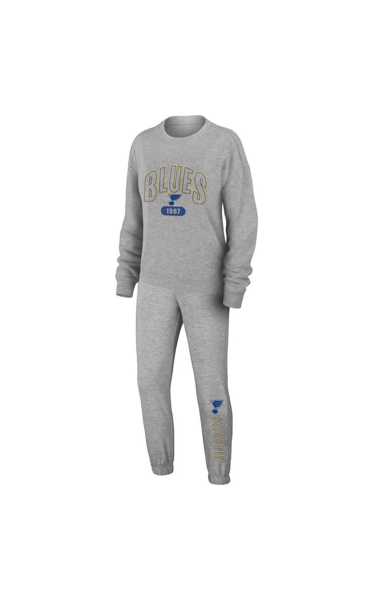 WEAR by Erin Andrews Women's WEAR by Erin Andrews Heather Gray St. Louis Blues Knit Long Sleeve Tri-Blend T-Shirt & Pants Sleep Set, Alternate, color, Heather Gray