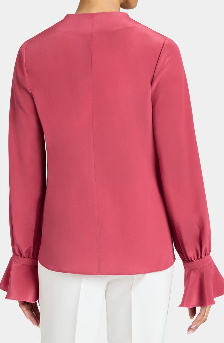 Santorelli Rue Silk Long Sleeve Blouse in Silk Crepe de Chine, Alternate, color, Peony