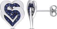 DELMAR Interlocking Heart Sapphire Stud Earrings