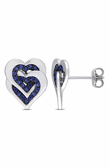 Interlocking Heart Sapphire Stud Earrings