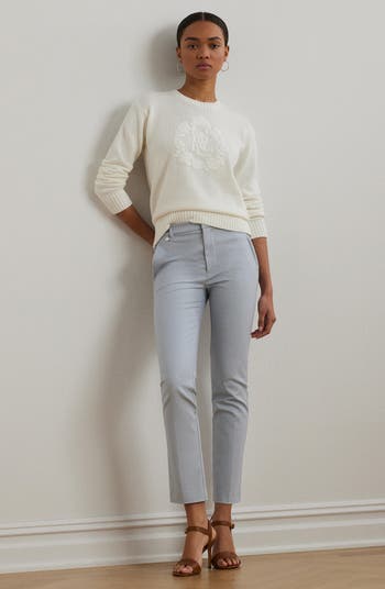 Floral Logo Combed Cotton Sweater
