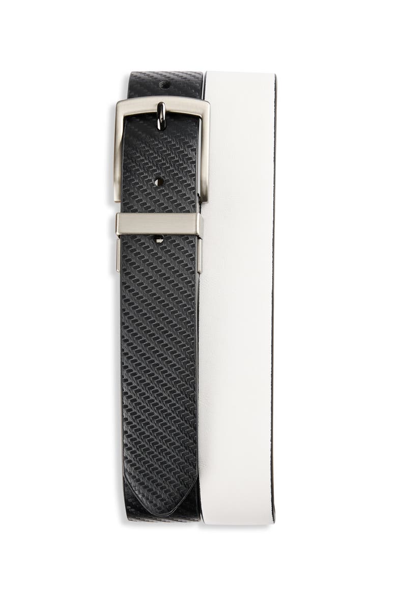 Big & Tall Reversible Stretch Belt, Main, color, BLACK WHITE