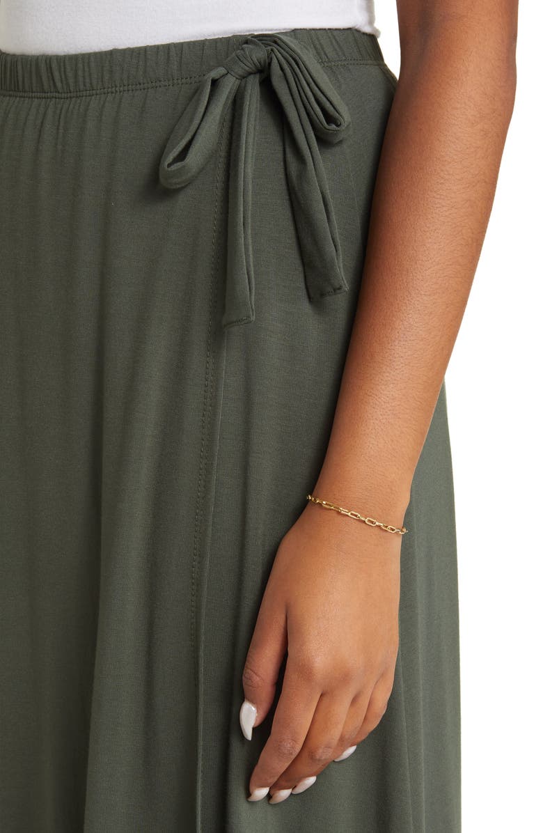 Loveappella Faux Wrap Skirt, Alternate, color, Olive