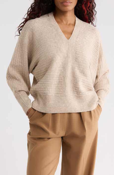 Ribbed Double V-Neck Sweater