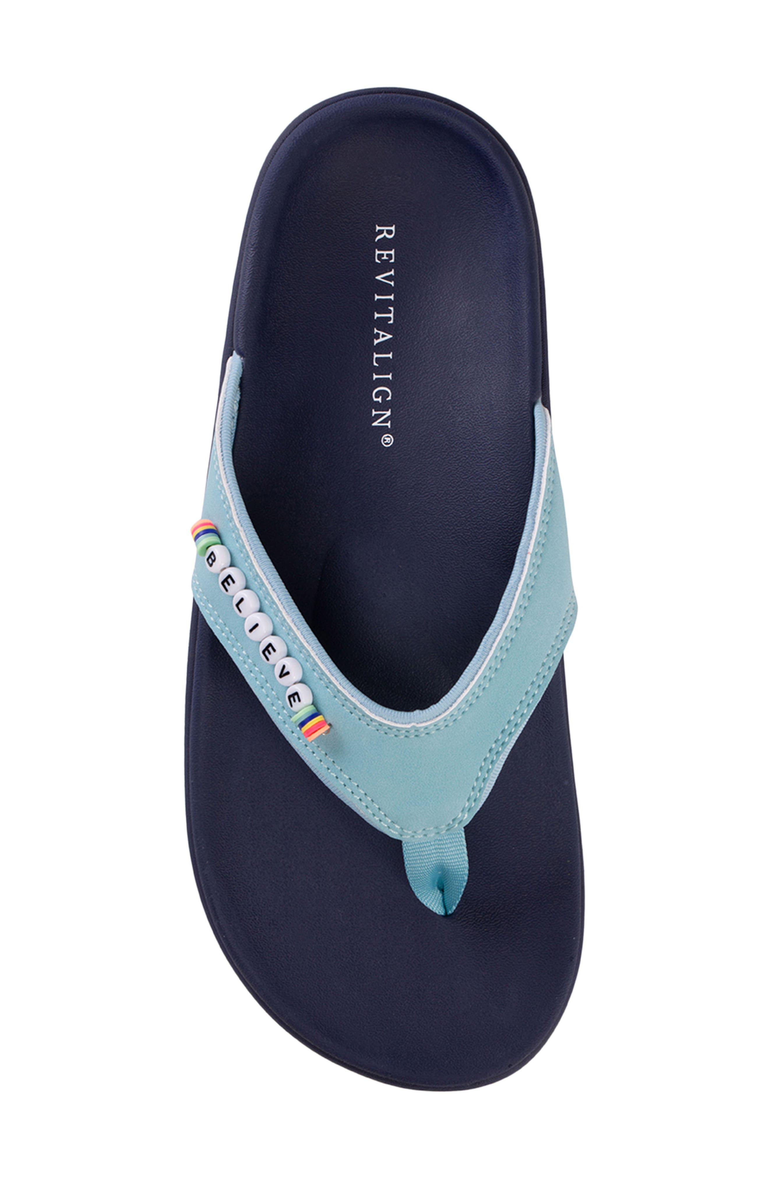 Yumi Friendship Believe Beaded Flip Flop, Alternate, color, BLUE