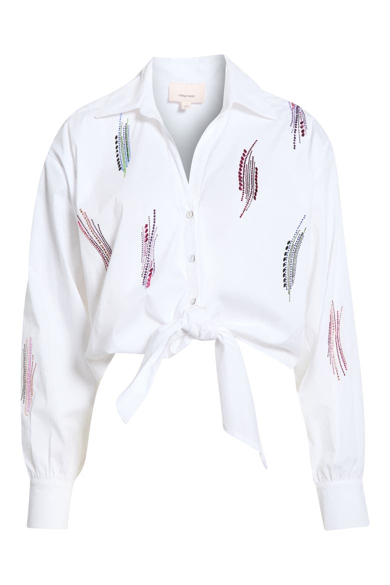 Marianna Paillette Whirl Stretch Poplin Button-Up Shirt, Alternate, color, WHITE