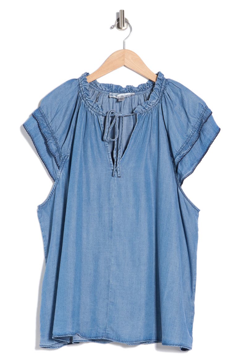 Cap Sleeve Raglan Top, Alternate, color, CHAMBRAY