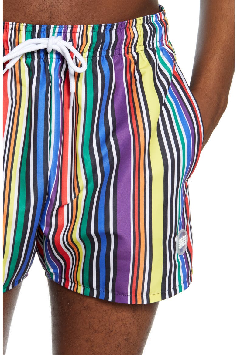 Pride Stripe Swim Trunks, Alternate, color, YELLOW MULTI