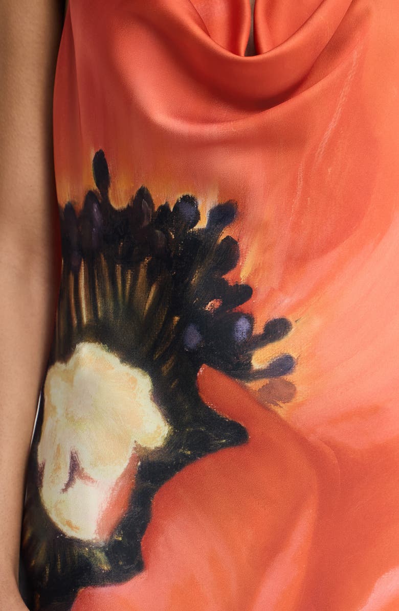 Significant Other Derby Cowl Neck Open Back Satin Maxi Cocktail Dress, Alternate, color, Poppy Botanic