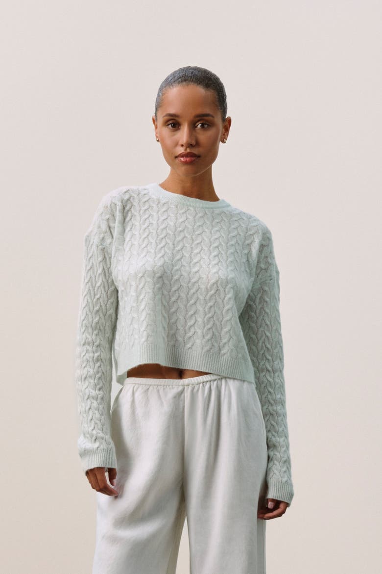 CHRISSY CROPPED CABLE KNIT SWEATER, Main, color, Jadite