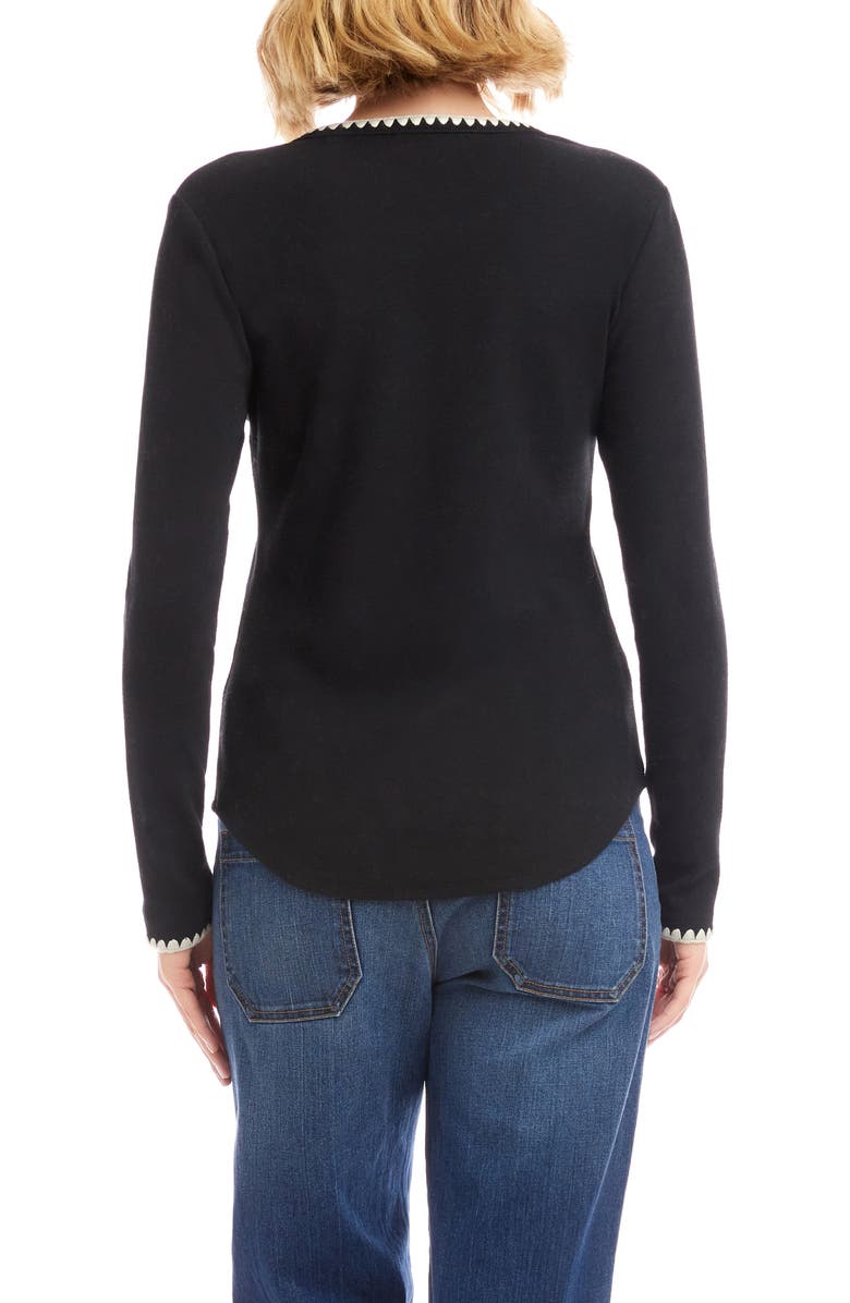 Karen Kane Edge Stitch Crewneck Top, Alternate, color, Black/ Cream
