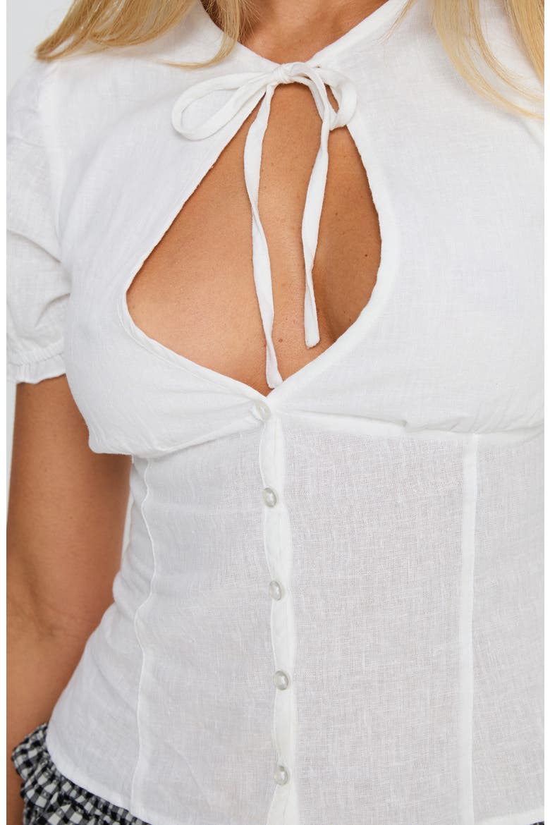 Bow Detail Crop Top, Alternate, color, WHITE