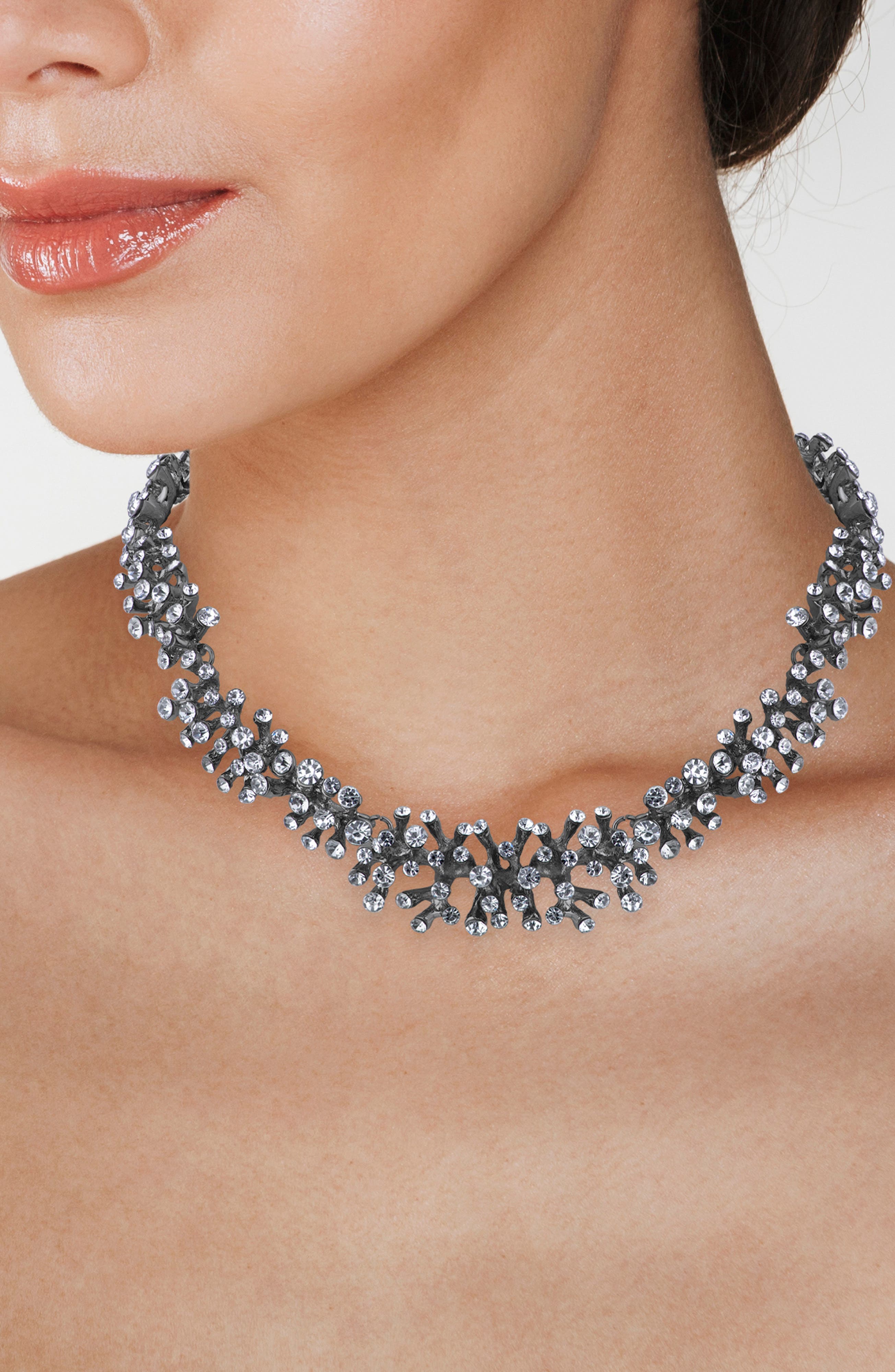 Riviere Crystal Cluster Collar Necklace