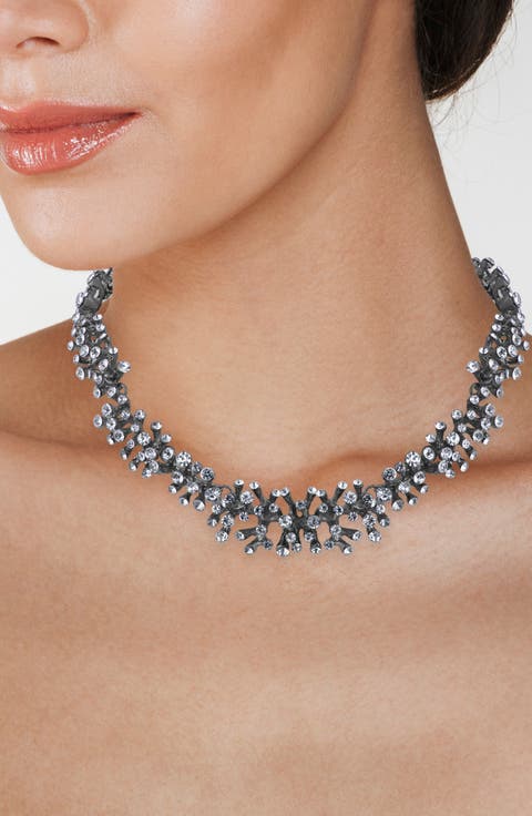 Riviere Crystal Cluster Collar Necklace
