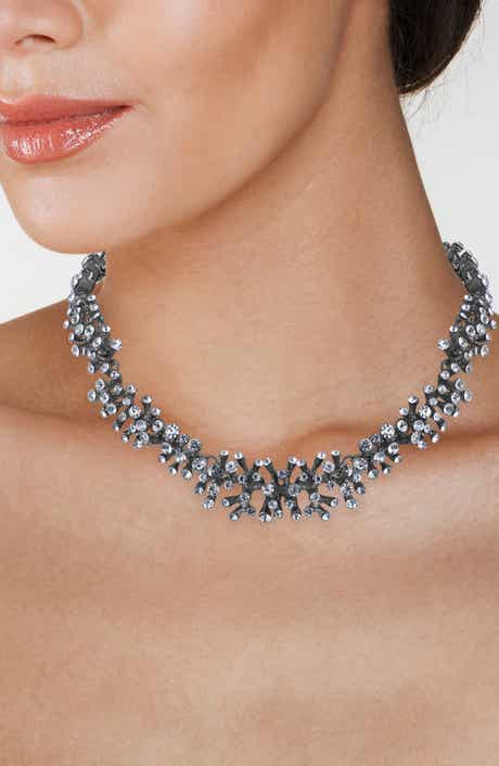 Riviere Crystal Cluster Collar Necklace