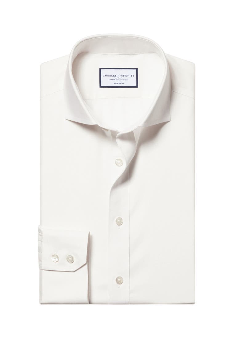 Cutaway Collar Non-Iron Twill Shirt, Alternate, color, Ivory