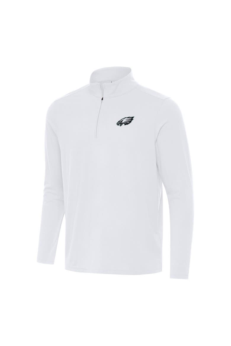 Men's Antigua White Philadelphia Eagles Intent Quarter-Zip Pullover Top, Main, color, White