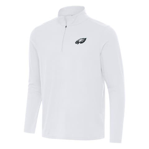 Men's Antigua White Philadelphia Eagles Intent Quarter-Zip Pullover Top